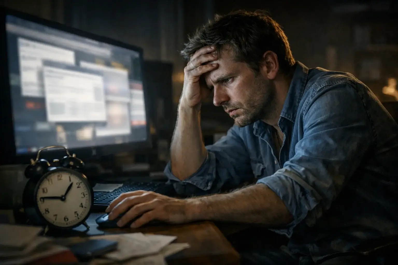 Persona stressata che cerca di recuperare perdite