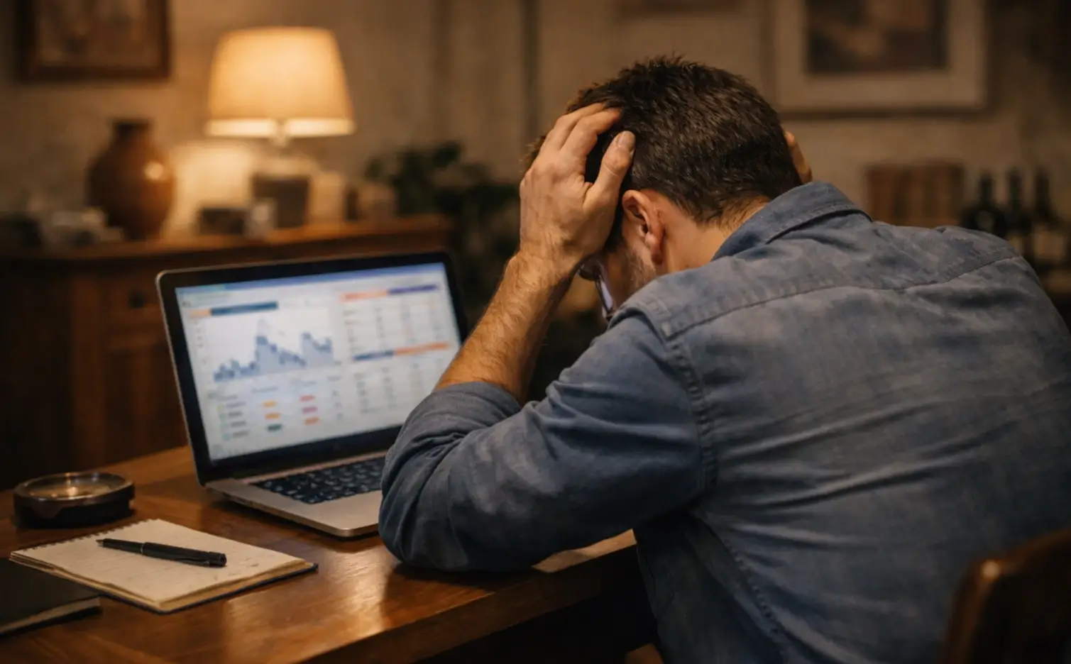 Persona frustrata che riflette sugli errori nelle scommesse