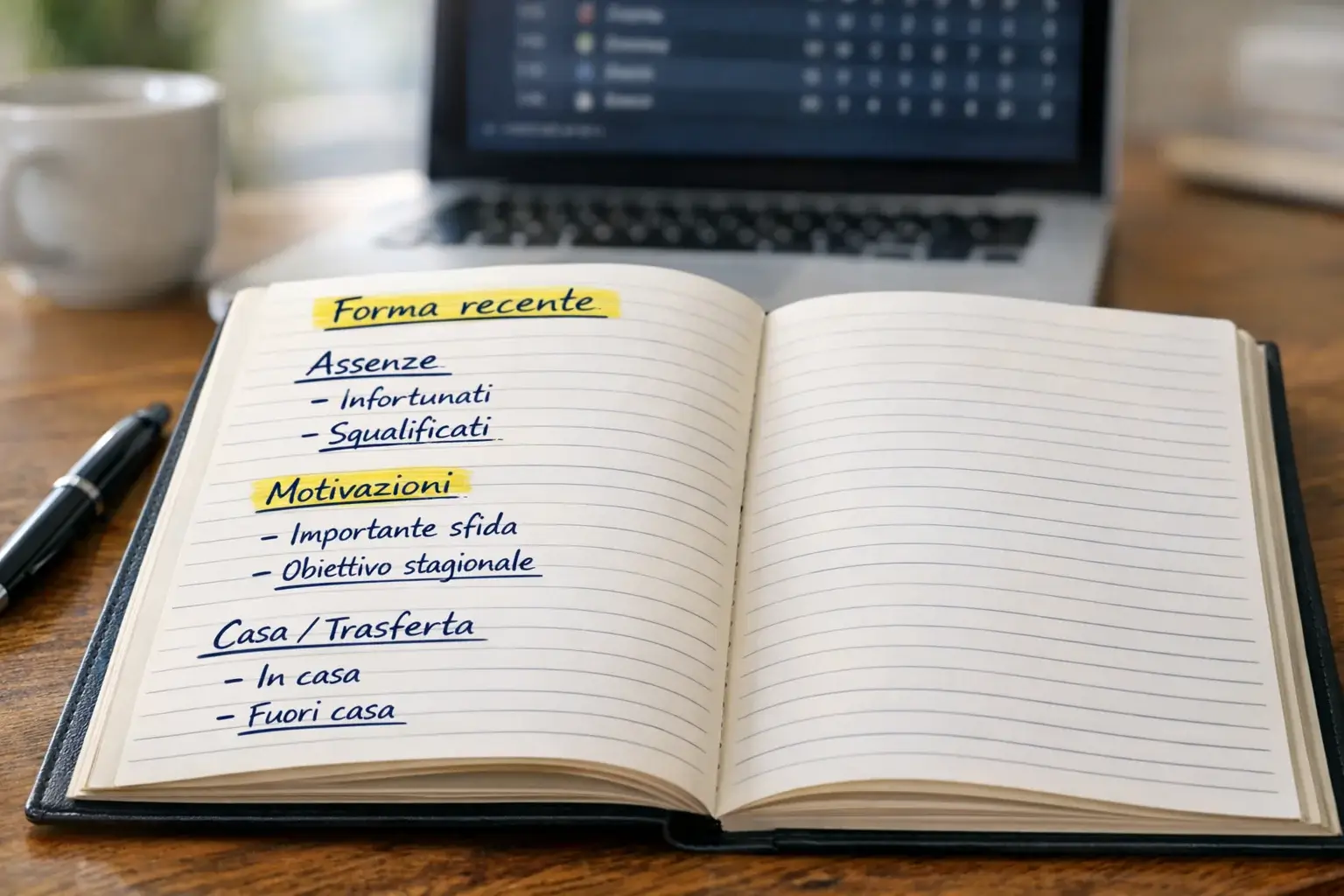 Appunti con fattori chiave per analisi partita calcio